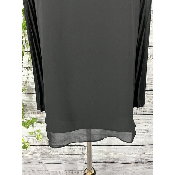 Laurie Felt Blouse Extra Small Black Sheer Pleated Sleeves Cocktail Evening Slim - Picture 6 of 13